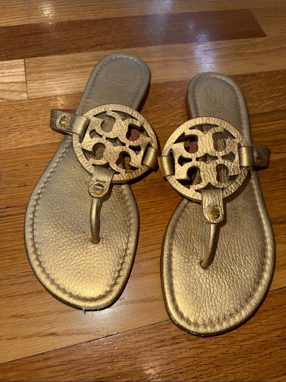 Tory Burch Metallic Gold Logo miller Thong Sandals